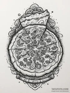 A rustic, artisanal pizza being pulled from a... - эскиз тату (№1753922785_0, 31.07.2025 00:46) — Tatufoto.com
