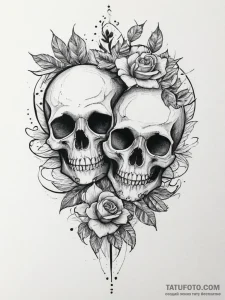 Tattoo sketch gemini faces, one in linework,... - эскиз тату (№1753924569_0, 31.07.2025 01:16) — Tatufoto.com