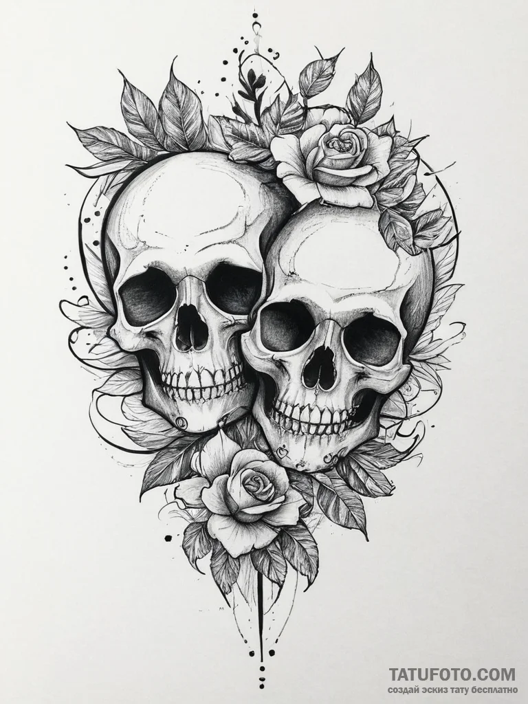 Tattoo sketch gemini faces, one in linework,... - эскиз тату (№1753924569_0, 31.07.2025 01:16) — Tatufoto.com