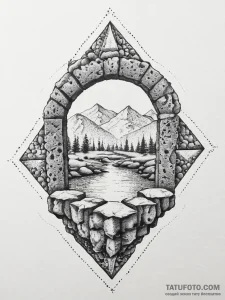 Tattoo design a sturdy, ancient stone well.,... - эскиз тату (№1753924971_0, 31.07.2025 01:22) — Tatufoto.com