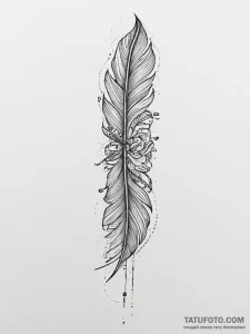 Tattoo design a single, flowing feather with... - эскиз тату (№1753925953_0, 31.07.2025 01:39) — Tatufoto.com