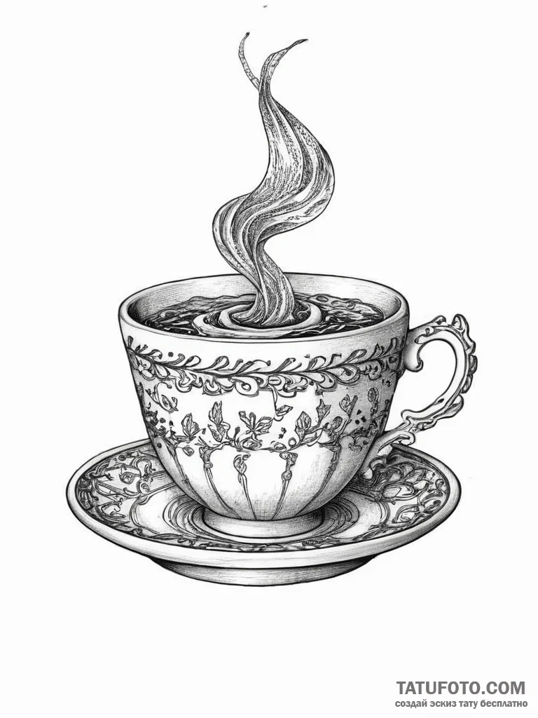 Tornado in a teacup, tattoo line art, black a... - эскиз тату (№1753927123_0, 31.07.2025 01:58) — Tatufoto.com