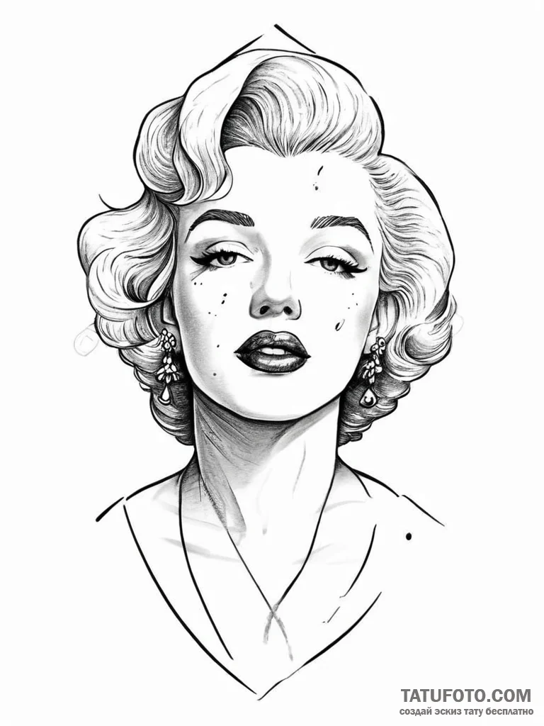 Marilyn monroe, tattoo drawing outline, old s... - эскиз тату (№1753927516_0, 31.07.2025 02:05) — Tatufoto.com