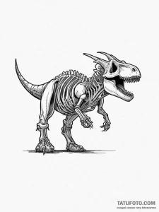 Dinosaur skeleton (t-rex, triceratops), tatto... - эскиз тату (№1753928697_0, 31.07.2025 02:24) — Tatufoto.com