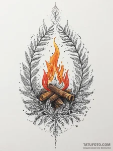 A tattoo design of a slavic ritual bonfire on... - эскиз тату (№1753929480_0, 31.07.2025 02:38) — Tatufoto.com