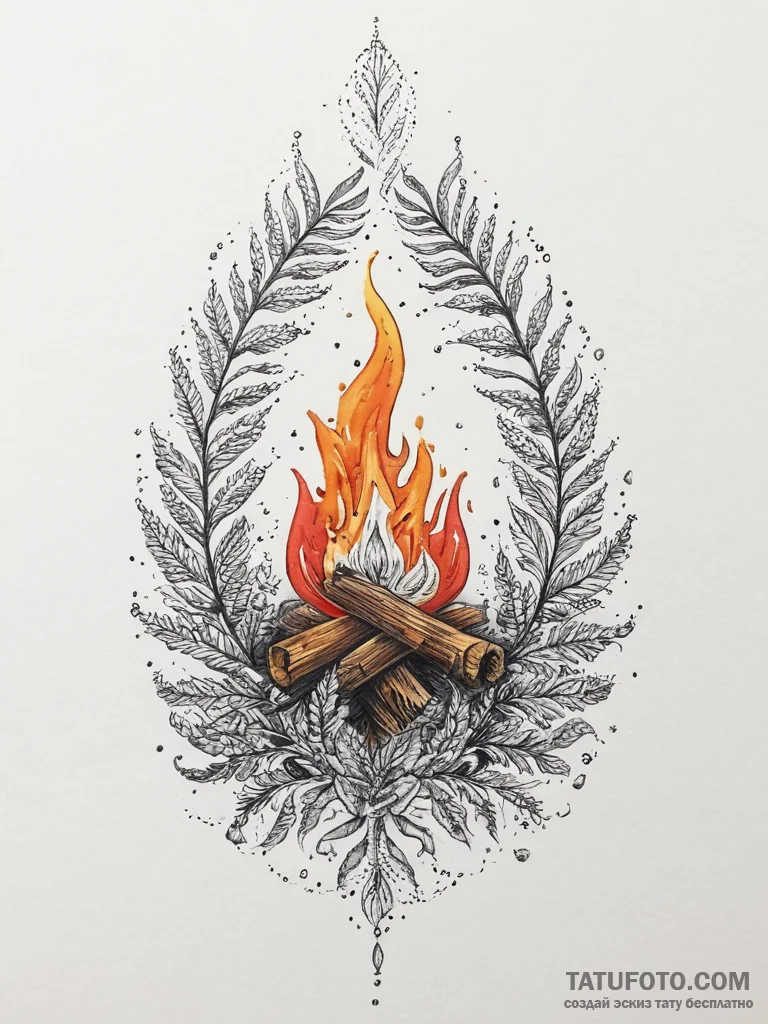 A tattoo design of a slavic ritual bonfire on... - эскиз тату (№1753929480_0, 31.07.2025 02:38) — Tatufoto.com