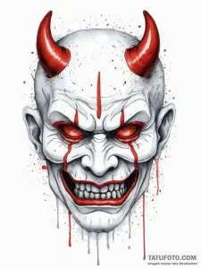An oni mask cracking to reveal a human face,... - эскиз тату (№1753930862_0, 31.07.2025 03:01) — Tatufoto.com