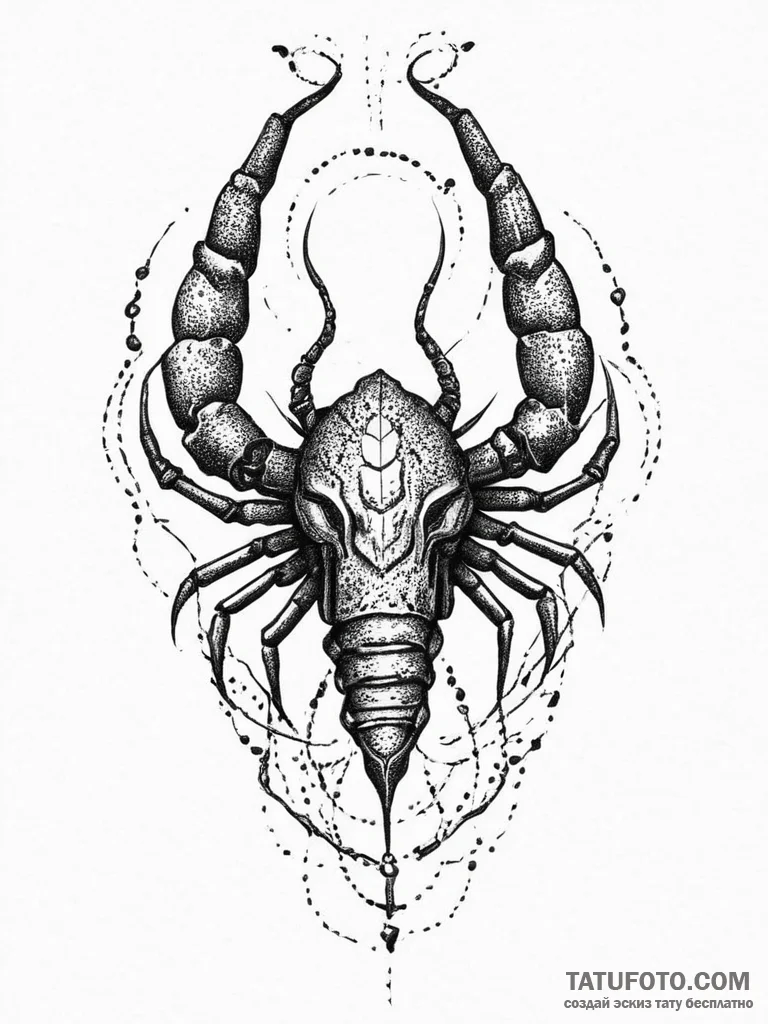 Tattoo design a scorpio symbol composed of da... - эскиз тату (№1753932815_0, 31.07.2025 03:33) — Tatufoto.com