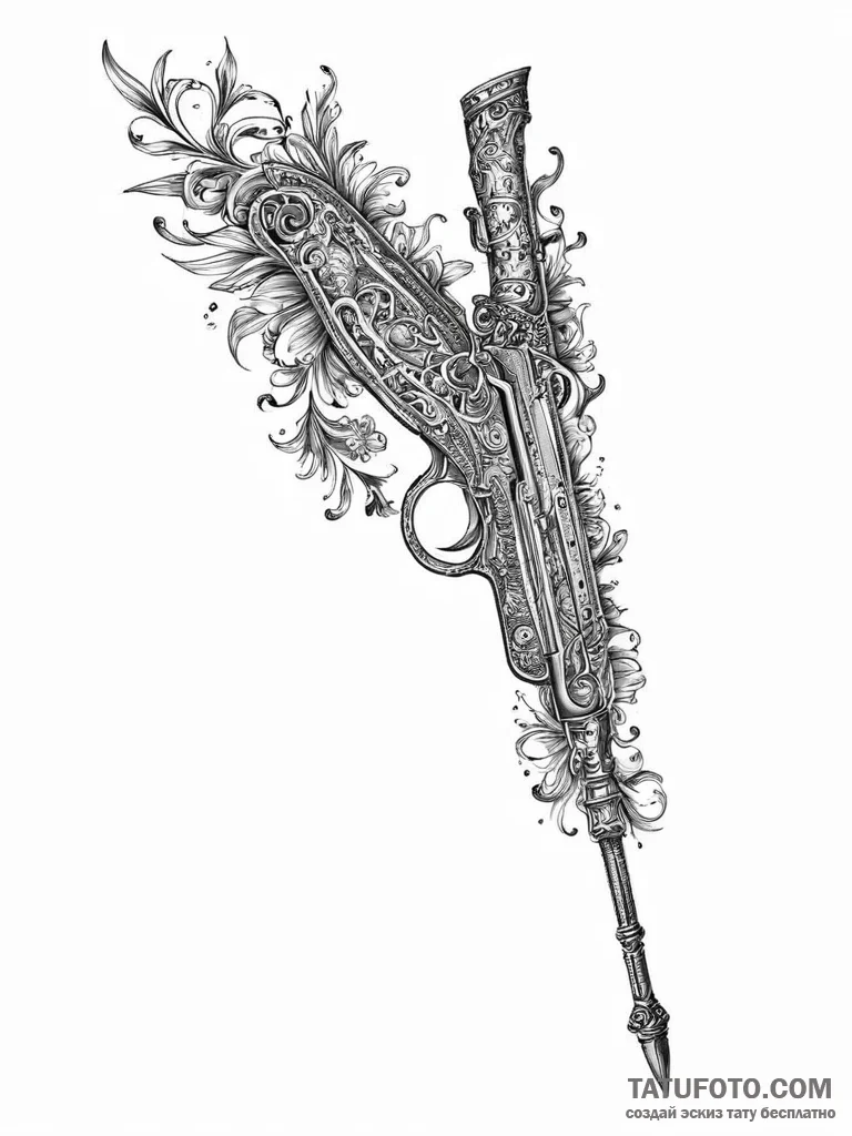 Tattoo sketch a stylized bayonet attached to... - эскиз тату (№1753935342_0, 31.07.2025 04:15) — Tatufoto.com