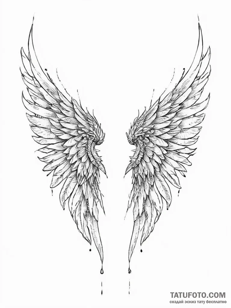 Tattoo sketch a pair of wings, one on each pe... - эскиз тату (№1753935537_0, 31.07.2025 04:18) — Tatufoto.com