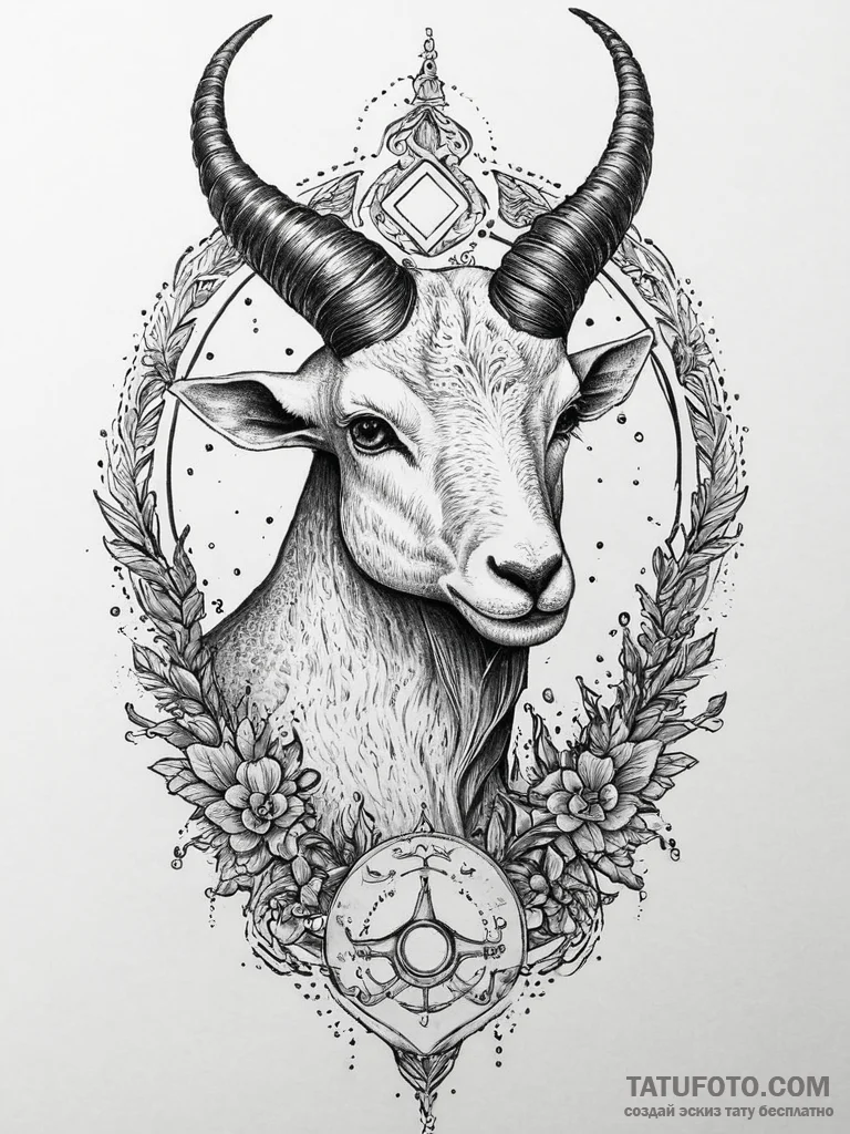 Tattoo design a capricorn goat-fish, appearin... - эскиз тату (№1753935932_0, 31.07.2025 04:25) — Tatufoto.com
