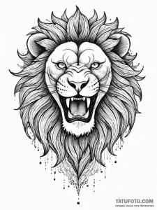 Tattoo design a lion's head roaring protectiv... - эскиз тату (№1753936129_0, 31.07.2025 04:28) — Tatufoto.com