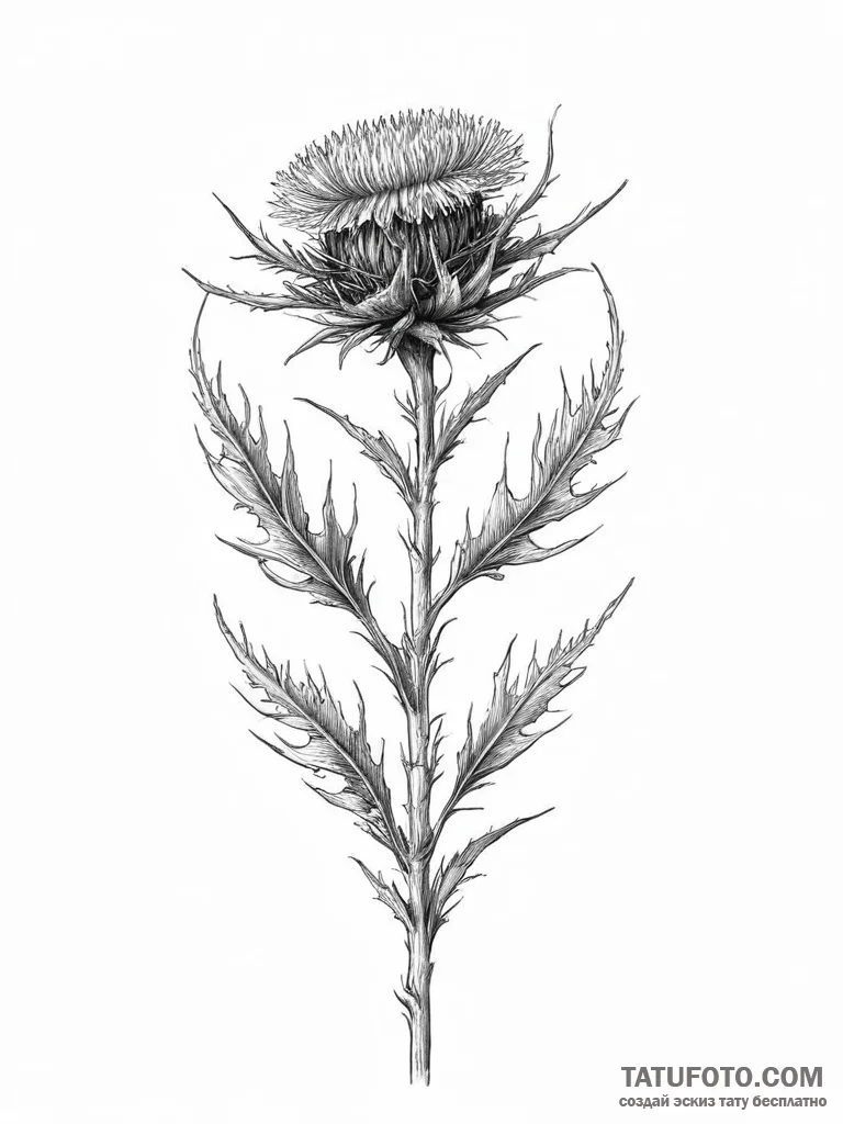 A thistle plant - эскиз тату (№1753937891_0, 31.07.2025 04:58) — Tatufoto.com