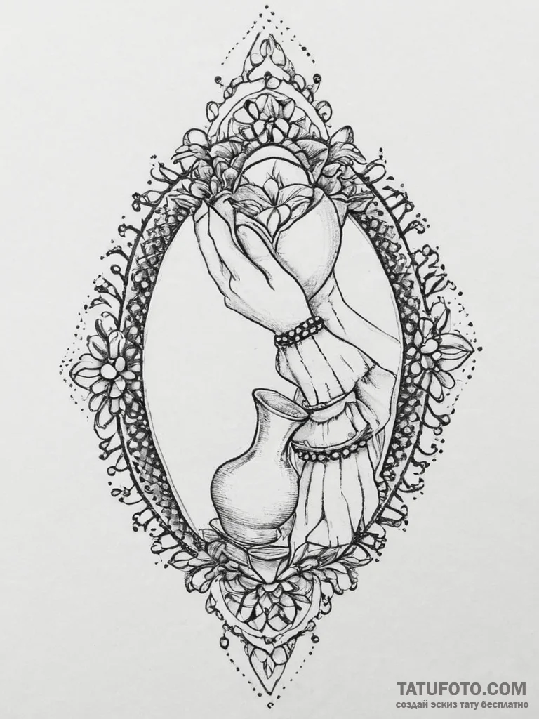 A person throwing a pottery vase on a wheel.,... - эскиз тату (№1753938478_0, 31.07.2025 05:07) — Tatufoto.com