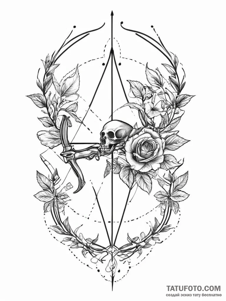 Tattoo sketch a sagittarius archer's silhouet... - эскиз тату (№1753938673_0, 31.07.2025 05:11) — Tatufoto.com
