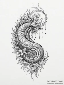 Ammonite fossil, tattoo flash sheet design, r... - эскиз тату (№1753940434_0, 31.07.2025 05:40) — Tatufoto.com