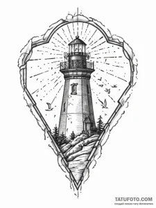 Tattoo design a lighthouse whose light beam f... - эскиз тату (№1753940629_0, 31.07.2025 05:43) — Tatufoto.com