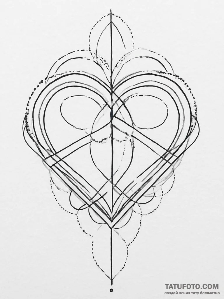 Tattoo design a geometric heart, composed of... - эскиз тату (№1753941407_0, 31.07.2025 05:56) — Tatufoto.com