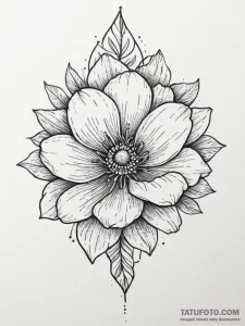 Tattoo sketch a flower blooming from a specif... - эскиз тату (№1753941994_0, 31.07.2025 06:06) — Tatufoto.com