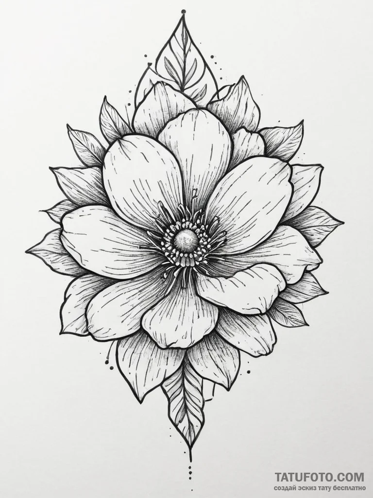 Tattoo sketch a flower blooming from a specif... - эскиз тату (№1753941994_0, 31.07.2025 06:06) — Tatufoto.com