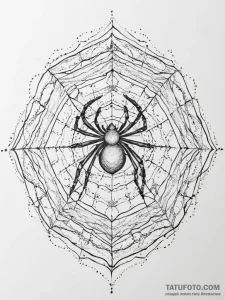 A spider in an ornate web on a mirror, tattoo... - эскиз тату (№1753942192_0, 31.07.2025 06:09) — Tatufoto.com