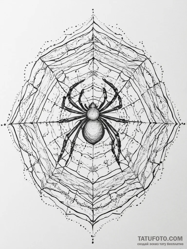 A spider in an ornate web on a mirror, tattoo... - эскиз тату (№1753942192_0, 31.07.2025 06:09) — Tatufoto.com