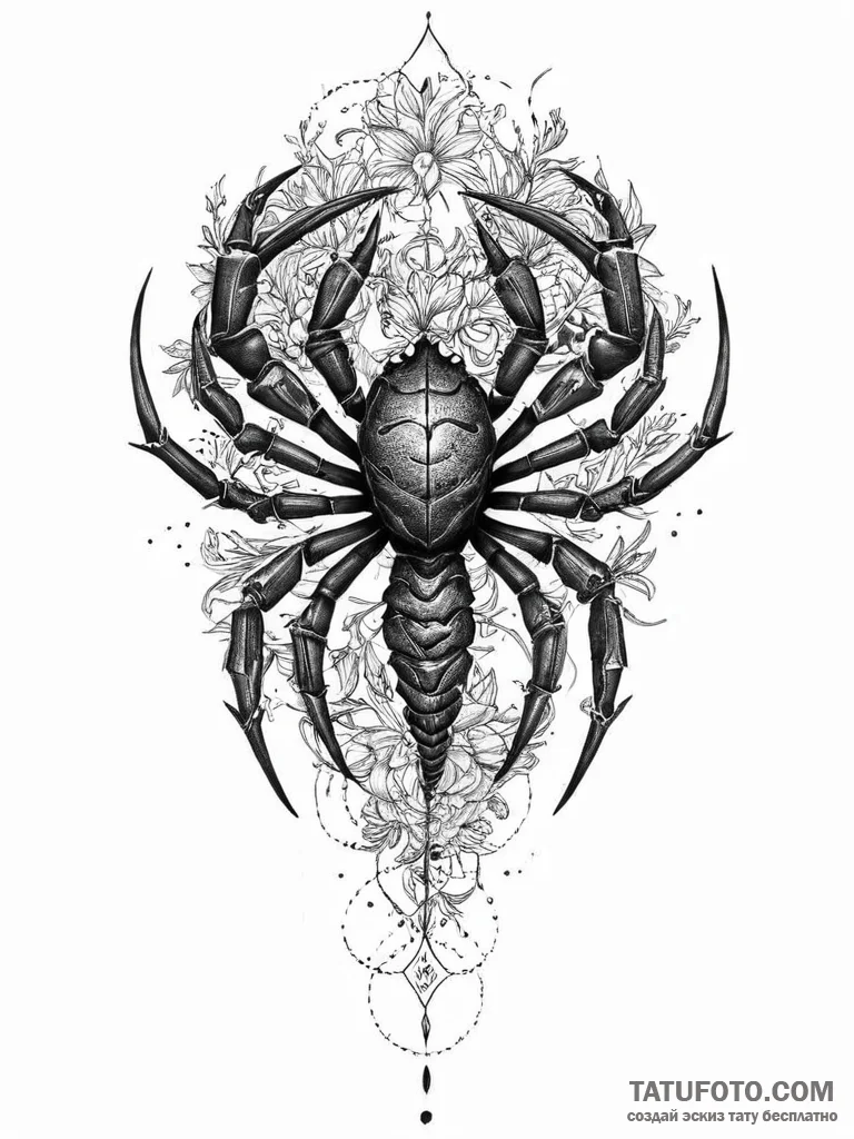 Tattoo design a scorpio scorpion, its body ma... - эскиз тату (№1753943170_0, 31.07.2025 06:26) — Tatufoto.com