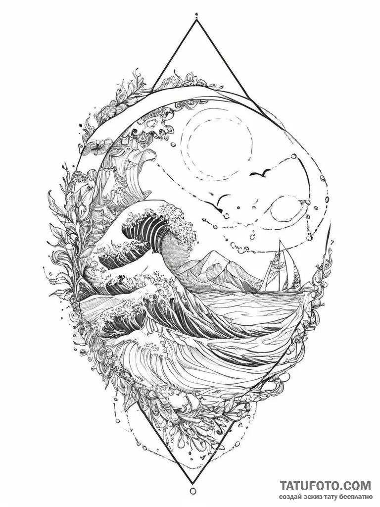 Ocean - эскиз тату (№1753943365_0, 31.07.2025 06:29) — Tatufoto.com