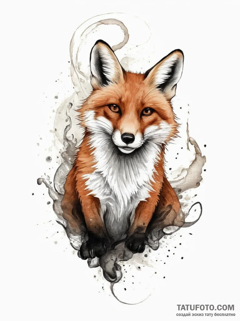 A fox made of swirling smoke, artistic tattoo... - эскиз тату (№1753944537_0, 31.07.2025 06:48) — Tatufoto.com