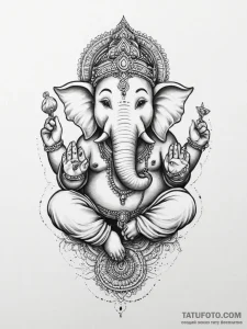 Ganesha, concept art for tattoo, soft whip sh... - эскиз тату (№1753945914_0, 31.07.2025 07:11) — Tatufoto.com