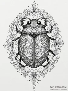 Ladybug, ink illustration for tattoo, bold ou... - эскиз тату (№1753949912_0, 31.07.2025 08:18) — Tatufoto.com