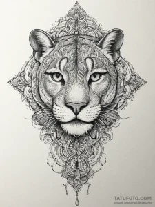 Cougar, artistic tattoo sketch, muted color p... - эскиз тату (№1753952026_0, 31.07.2025 08:53) — Tatufoto.com