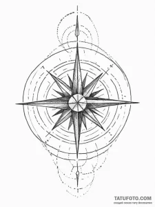 Wind rose, tattoo sketch design, minimalist t... - эскиз тату (№1753953678_0, 31.07.2025 09:21) — Tatufoto.com