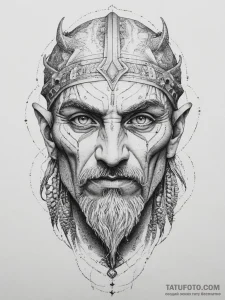 Tattoo design: a portrait of svarog, his face... - эскиз тату (№1753953874_0, 31.07.2025 09:24) — Tatufoto.com