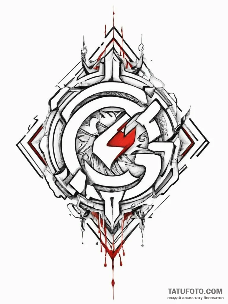 Tattoo sketch a "gg wp" in a sleek, futuristi... - эскиз тату (№1753954269_0, 31.07.2025 09:31) — Tatufoto.com