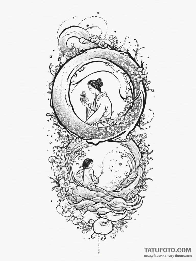 Tattoo design a silhouette of a father figure... - эскиз тату (№1753955246_0, 31.07.2025 09:47) — Tatufoto.com