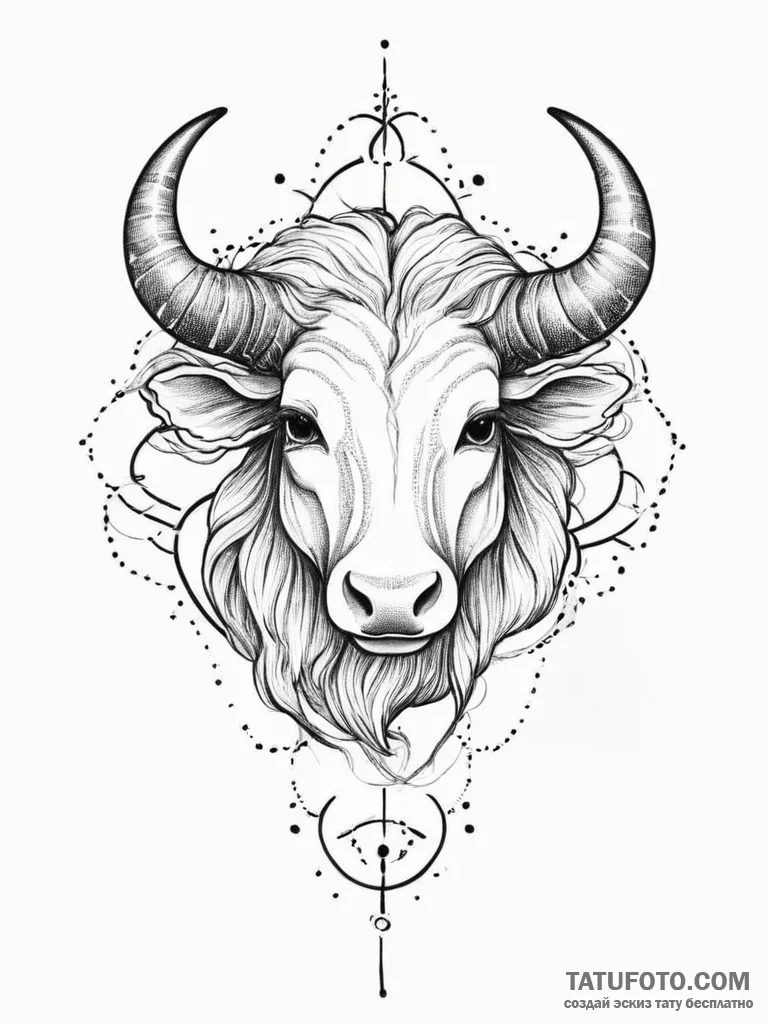 Tattoo sketch the zodiac glyph with a single,... - эскиз тату (№1753956812_0, 31.07.2025 10:13) — Tatufoto.com