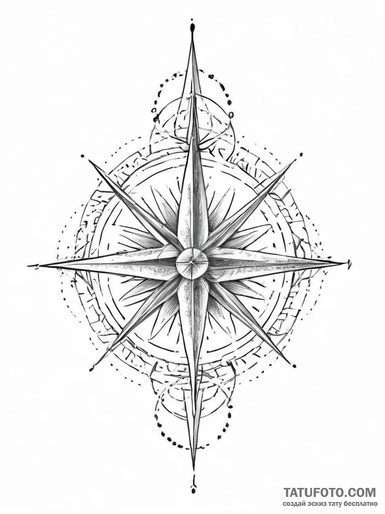 Wind rose - эскиз тату (№1753957007_0, 31.07.2025 10:16) — Tatufoto.com