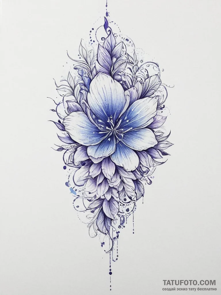 Tattoo design a soft blend of blues and purpl... - эскиз тату (№1753973994_0, 31.07.2025 14:59) — Tatufoto.com