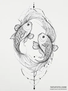 Tattoo design pisces fish, sketched with over... - эскиз тату (№1753974391_0, 31.07.2025 15:06) — Tatufoto.com