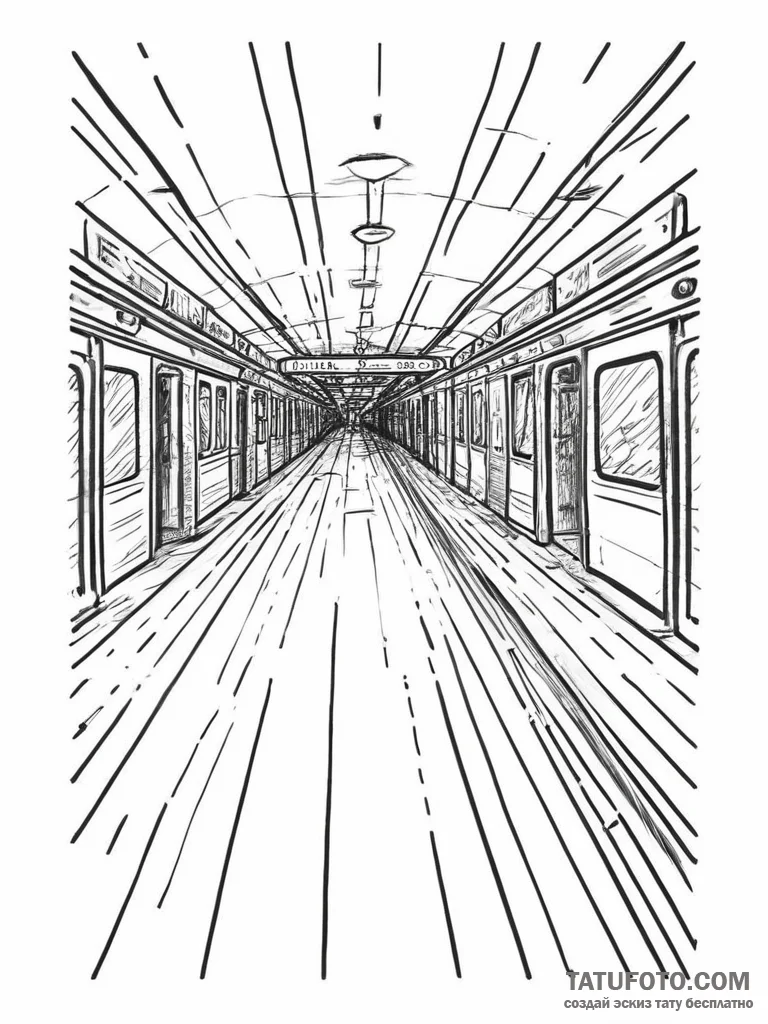 The eerie, quiet atmosphere of a deserted sub... - эскиз тату (№1753974992_0, 31.07.2025 15:16) — Tatufoto.com