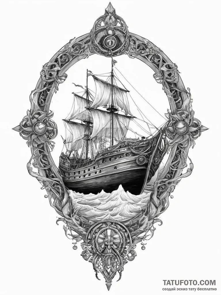 The ship naglfar from norse mythology, concep... - эскиз тату (№1753975599_0, 31.07.2025 15:26) — Tatufoto.com