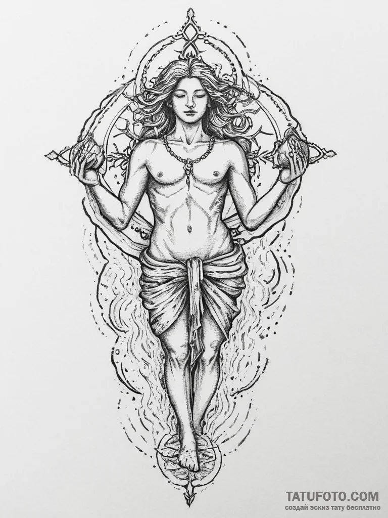 Tattoo sketch aquarius's water-bearer, a mini... - эскиз тату (№1753976591_0, 31.07.2025 15:43) — Tatufoto.com