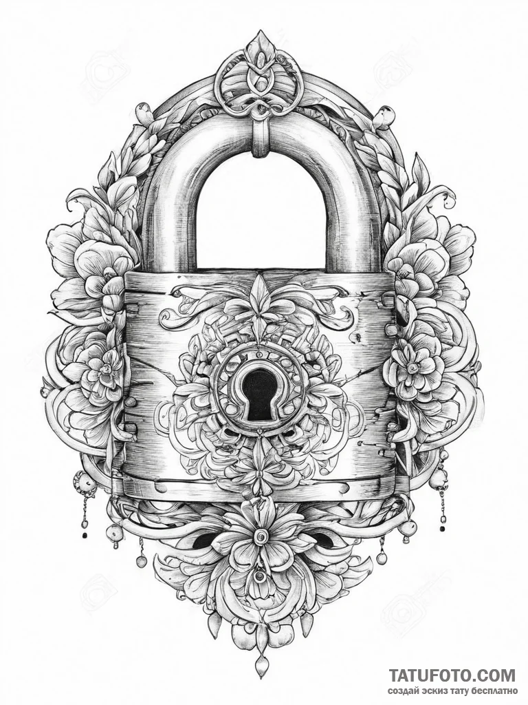 Tattoo sketch a stylized lock on one partner,... - эскиз тату (№1753978388_0, 31.07.2025 16:13) — Tatufoto.com