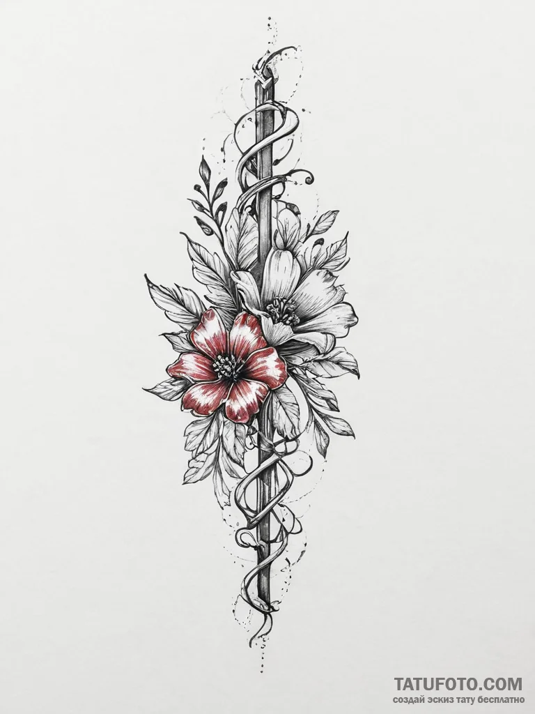 Tattoo design a spine subtly outlined with a... - эскиз тату (№1753978588_0, 31.07.2025 16:16) — Tatufoto.com