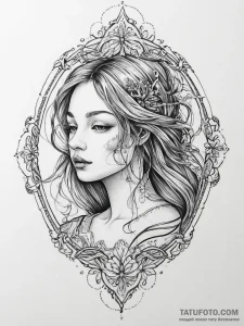 Tattoo design a realistic portrait of a virgo... - эскиз тату (№1753978786_0, 31.07.2025 16:19) — Tatufoto.com