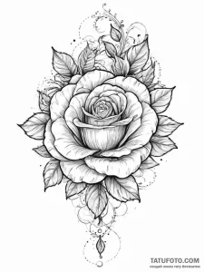 Rose, ink illustration for tattoo, ornamental... - эскиз тату (№1753979775_0, 31.07.2025 16:36) — Tatufoto.com