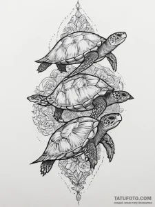 Tattoo design a turtle family, representing l... - эскиз тату (№1753983526_0, 31.07.2025 17:38) — Tatufoto.com
