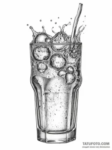 A close-up of the carbonation bubbles rising... - эскиз тату (№1753985546_0, 31.07.2025 18:12) — Tatufoto.com