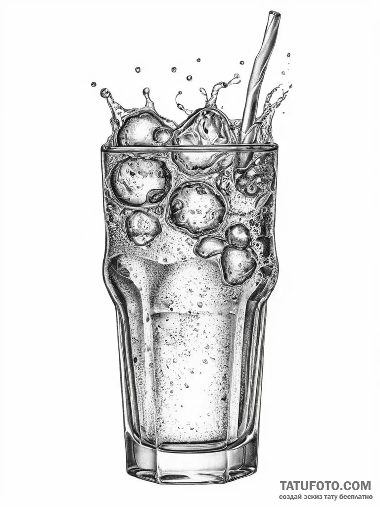 A close-up of the carbonation bubbles rising... - эскиз тату (№1753985546_0, 31.07.2025 18:12) — Tatufoto.com